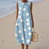 Women's Fashion Casual Sleeveless Round Neck Floral Elegant Temperament Dress