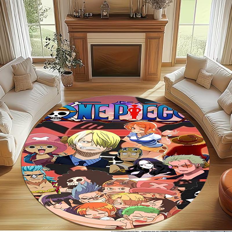 One Piece Print Round Rug, Washable Floor Carpet, For Entryway Dorm Laundry Room Office Study, Home Decor Birthday Christmas Gift