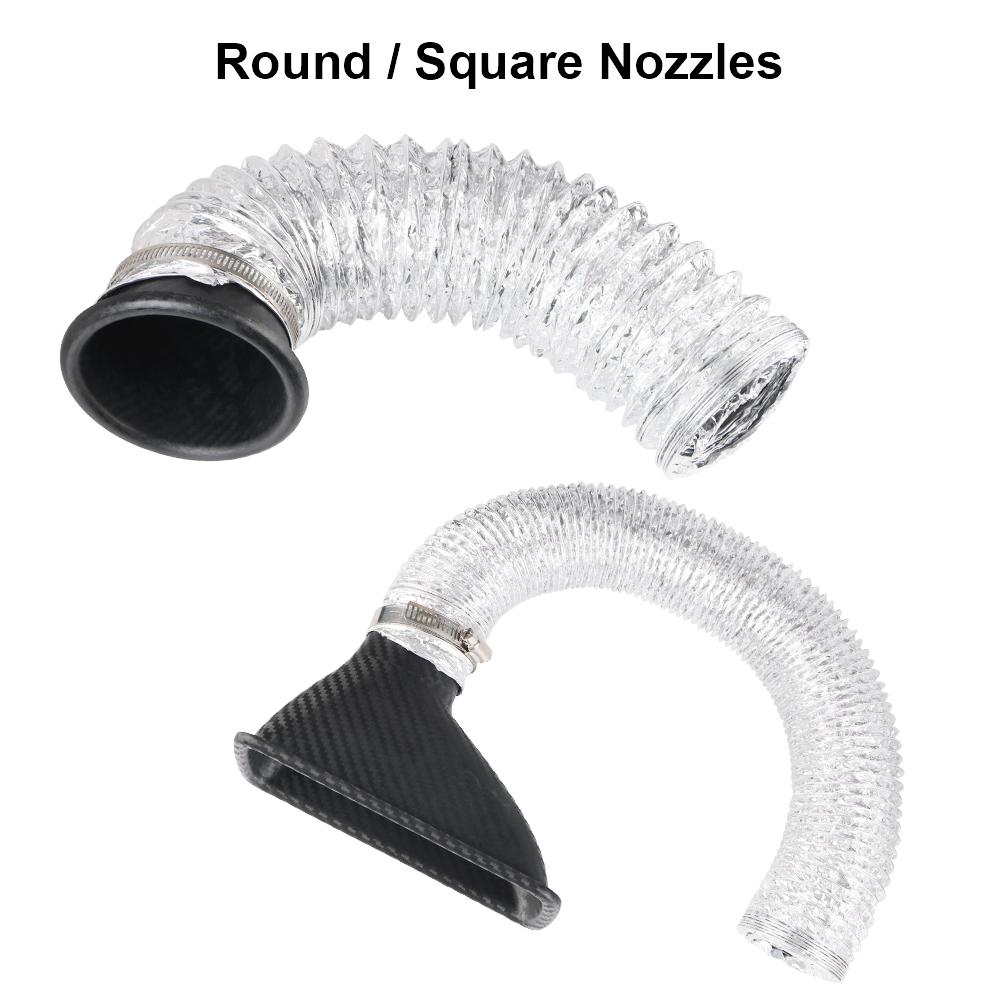 Автоаксессуары Набор воздухозаборных патрубков Комплект воздуховодных трубок Турбо воздухозаборник Круглые/Квадратные насадки Универсальная система воздухозаборника переднего бампера автомобиля