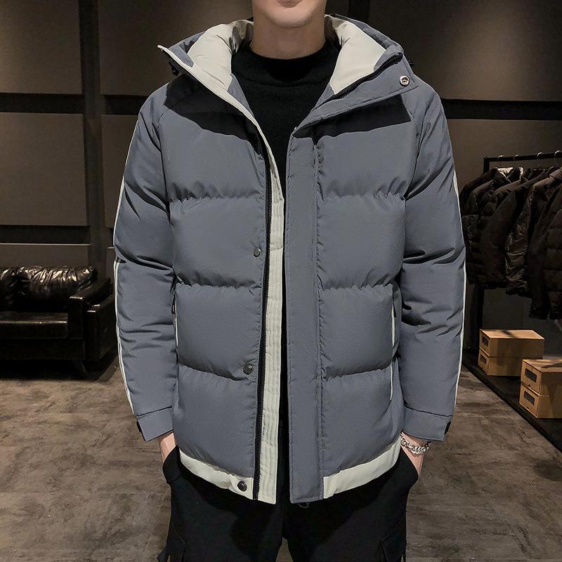 Cotton Clothing Men's New Winter Hooded Striped Thickened Cotton Jacket Trendy Bread Clothing Cotton Clothing Cotton Clothing Coat Jacket Men