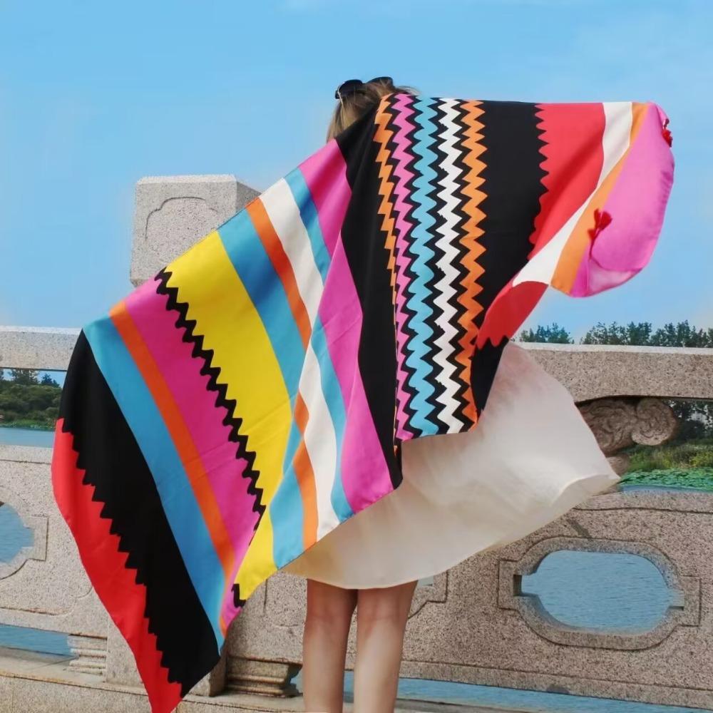 Соленое озеро Чака Туризм на Северо-Западе Этнический стиль Шарф Шелковый шарф Женский Летний Приморский Пляжный Платок Солнцезащитный Тонкий