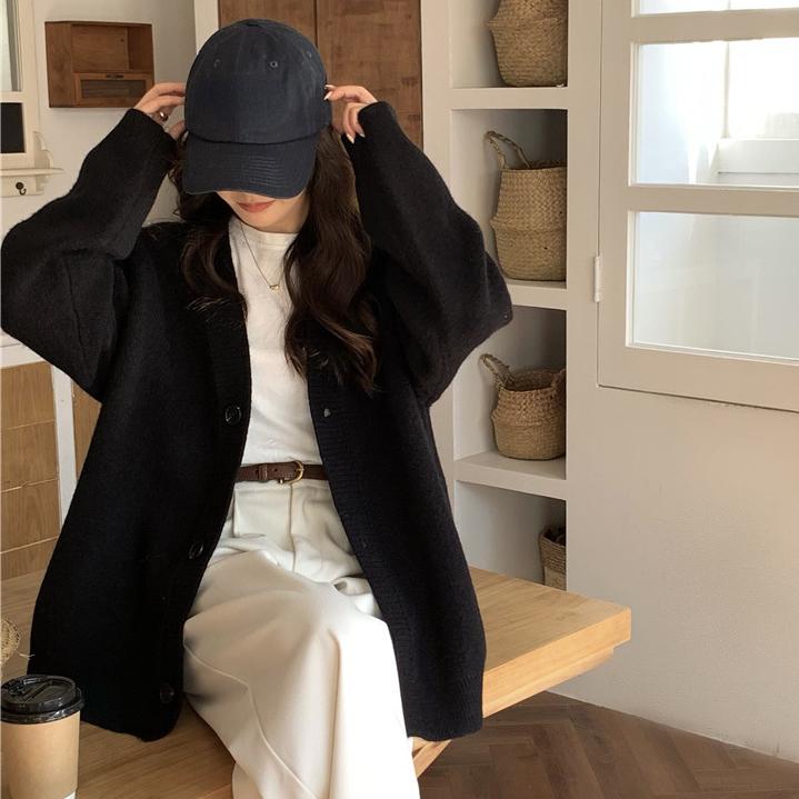 Autumn Women Sweater Knitting Basic Fashion Cardigan Long Sleeve Korea Shirt Loose Casual Show Thin Solid Coat