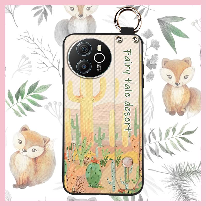 Protective Ring Phone Case For Blackview Shark8/Oscal Tiger12 Kickstand Phone Holder Lanyard Anti-knock Anti-dust Flower