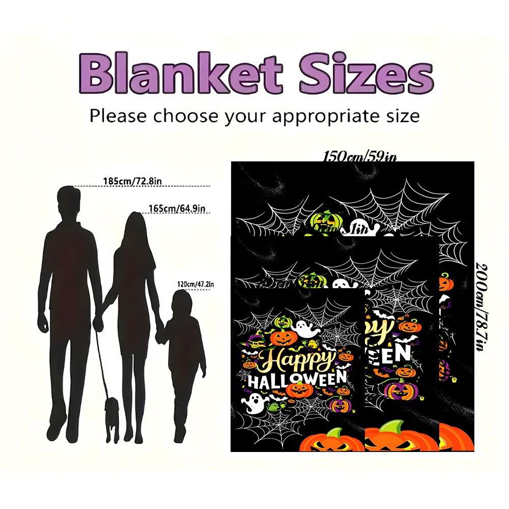 Halloween Party Decorations Happy Halloween PosterBlanket Flannel Throw Blanket for Sofa, Bed, Travel, Camping, Office