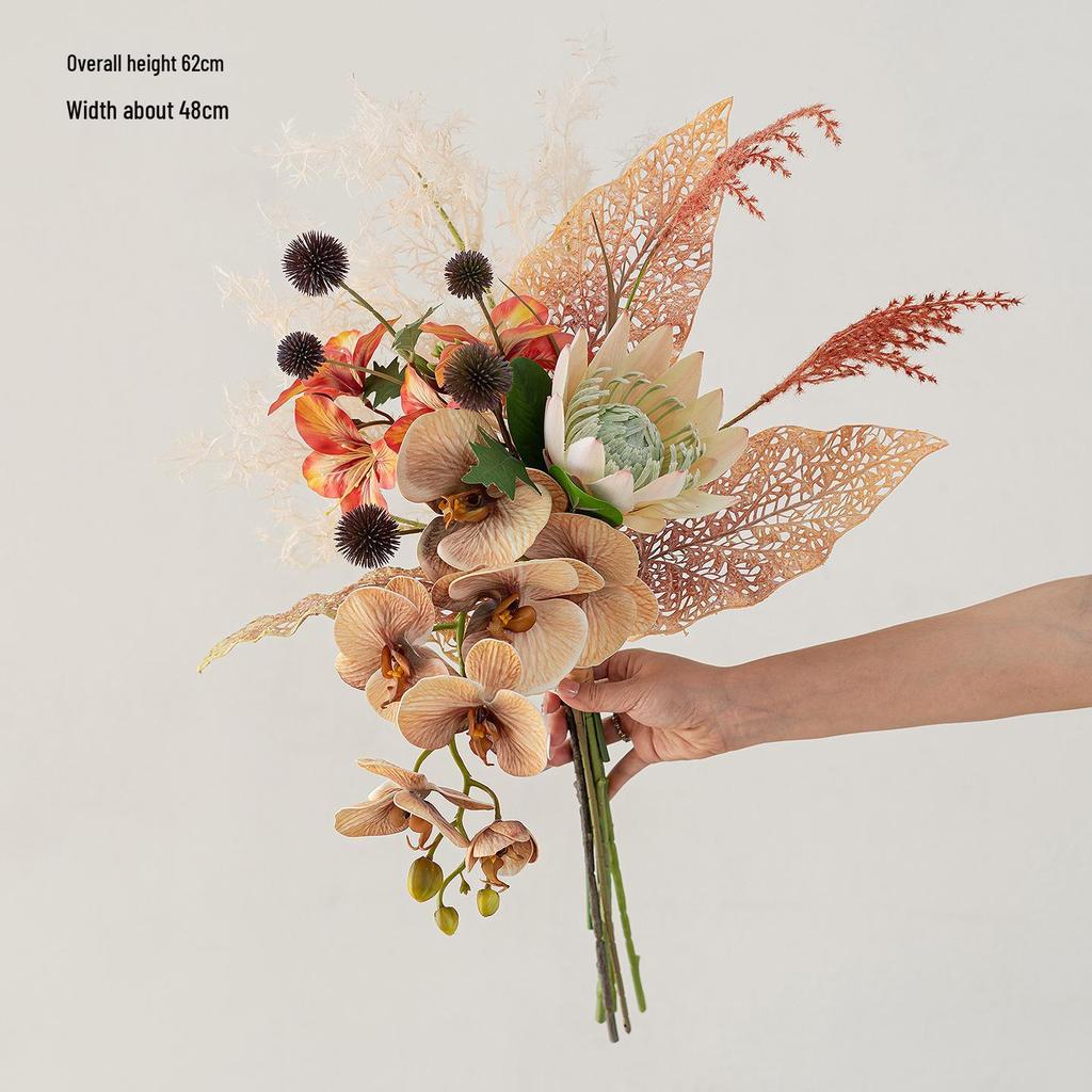 French Retro Handheld Artificial Flower Bouquet - Realistic Decorative Fake Floral Photography Props for Home Decor.