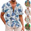 Новая летняя мужская облегающая рубашка с принтом, большая модная повседневная мужская рубашка с коротким рукавом