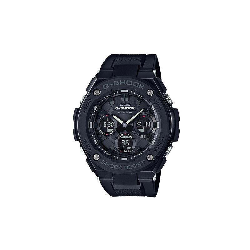 Casio Серия G-STEEL-S Дисковый двойной дисплей Сердце из стали Модный тренд Солнечный кварцевый механизм Ремешок из смолы Японские и корейские часы Мужские GST-S100G-1B