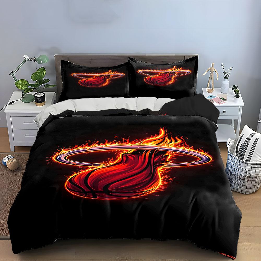 Fiery basketball logo pattern. Bedding sets Duvet cover sets Duvet covers Pillowcases(1*Duvet Cover 2*Pillowcases without duvet insert)