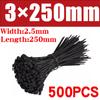 500/1000PCS 3*100 3*150 4*200 Nylon Self-locking Plastic Tie Black Cable Tie Fastening Ring Zip Wraps Strap Nylon Cable Tie Set