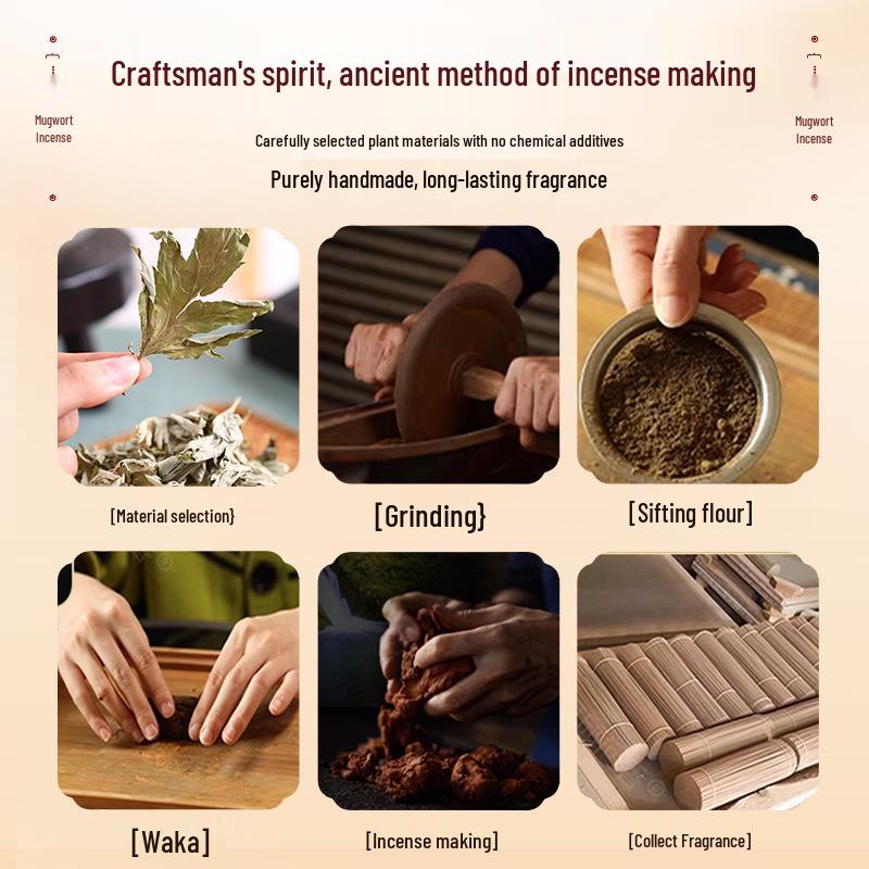 Натуральные благовония из полыни и агарового дерева - Ароматерапия для дома, Устранение летних запахов, Дизайн «Благоприятные облака», Набор буддийских благовоний и подставка.