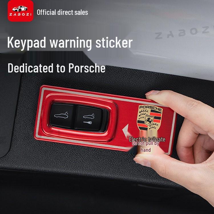 Наклейка-предупреждение об электрической крышке багажника Porsche