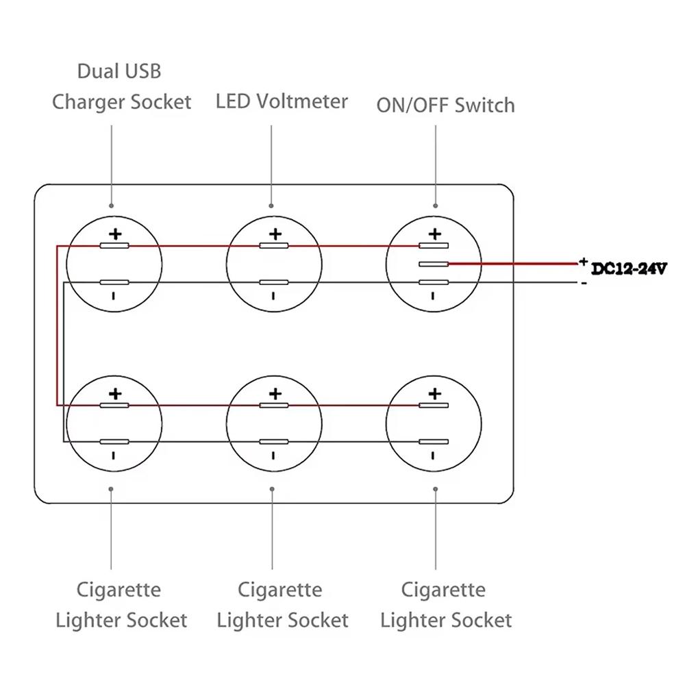 Для автомобиля, морского автофургона, прикуривателя, розетка, 6 в 1, многофункциональная панель, 4,2 А, тумблер, двойной USB-зарядное устройство, светодиодный вольтметр 12 В