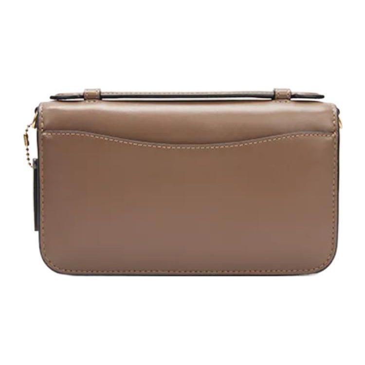 Coach Bea 20 Gold Logo Embossed Nameplate Flap Zip Leather Envelope Shoulder Bag Small Women bags Dark-Gray CH802-B4CBD