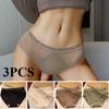 3 шт. Женское бесшовное тонкое хлопковое нижнее белье большого размера Ice Silk со средней посадкой трусики