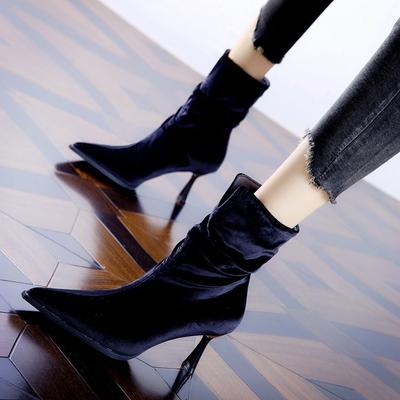 Элегантные плиссированные остроносые туфли на высоком каблуке 2025 осень и зима новые банкетные красные замшевые свадебные туфли темпераментные шпильки короткие ботильоны женские