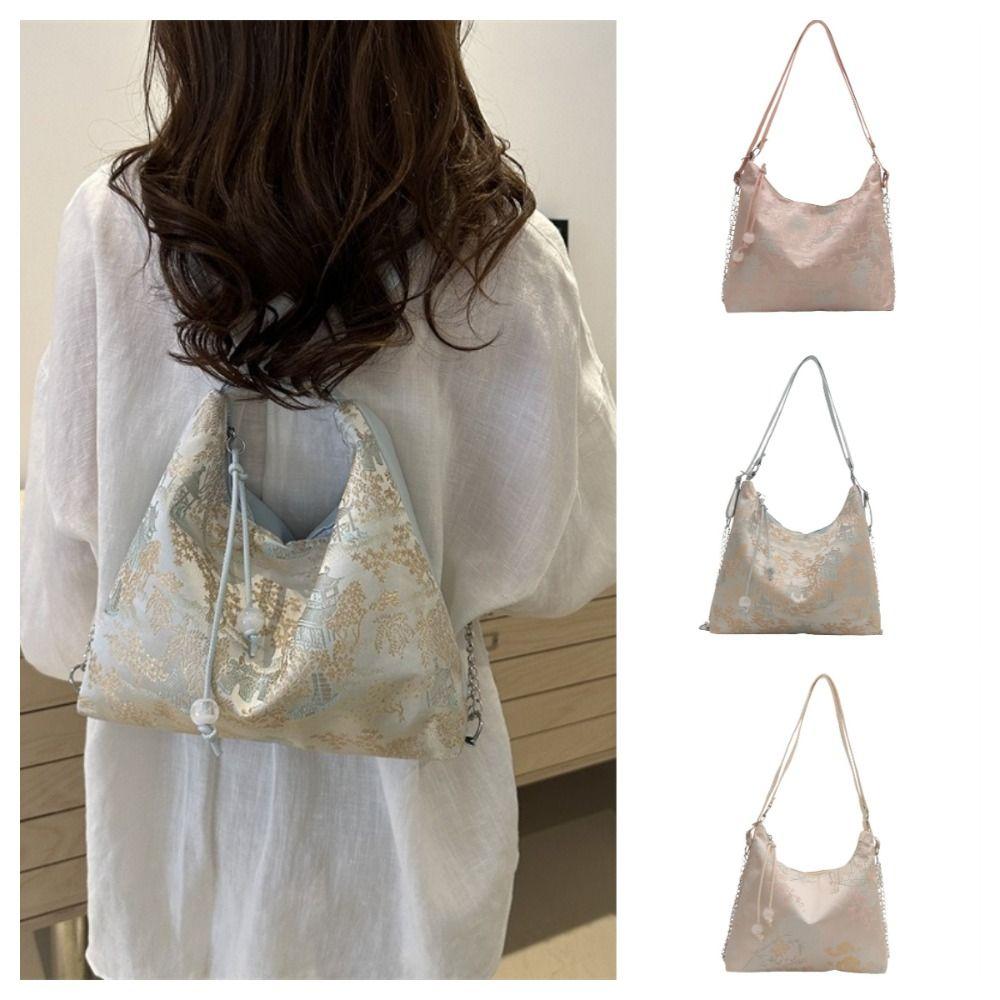 Large Capacity Chinese Style Backpack Embroidery Cheongsam Tote Bag Women's Shoulder Bag Daily