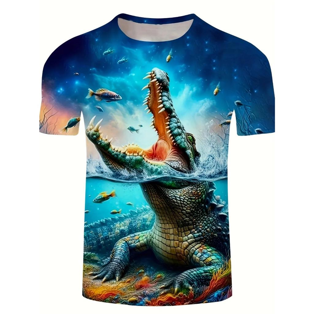 Модные забавные футболки с графикой животных, 3D-принт, оверсайз, с коротким рукавом, с круглым вырезом, повседневные мужские футболки