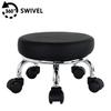 WKWKER Modern Stool with PU Circular Rolling Small Multidirectional Wheeled Low Height Suitable for Home Garages and Stores Wheels, Leather, Stool,