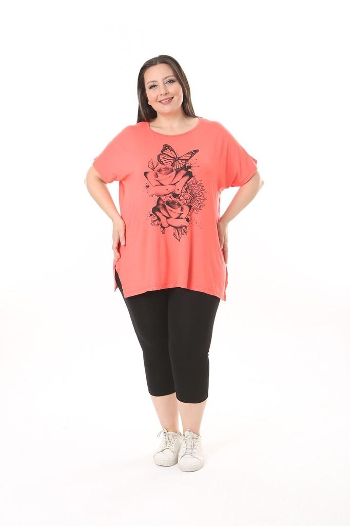 Женская блузка большого размера, одежда больших размеров, блузка с принтом граната и розы