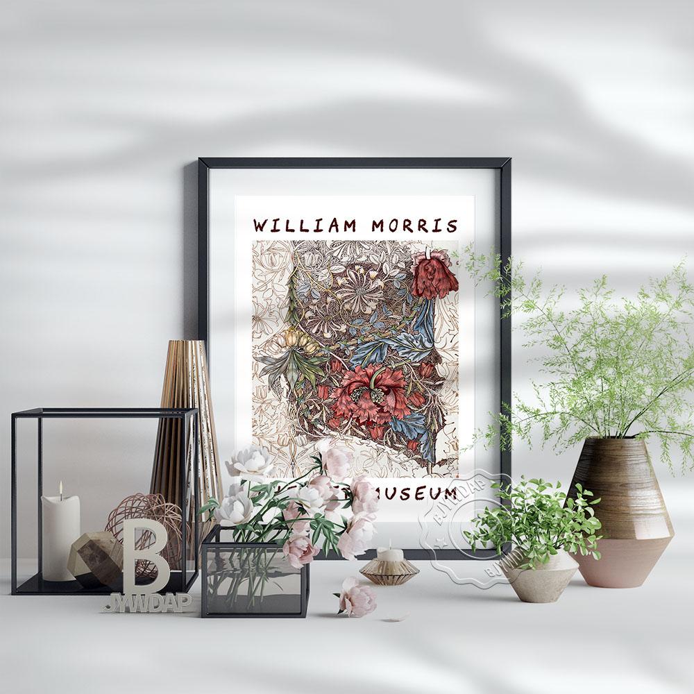 Скандинавский плакат выставки Уильяма Морриса в Метрополитен-музее, Уильям Моррис Цветочный винтажный арт, Холст с растительным узором, Домашний декор для стен без рамы