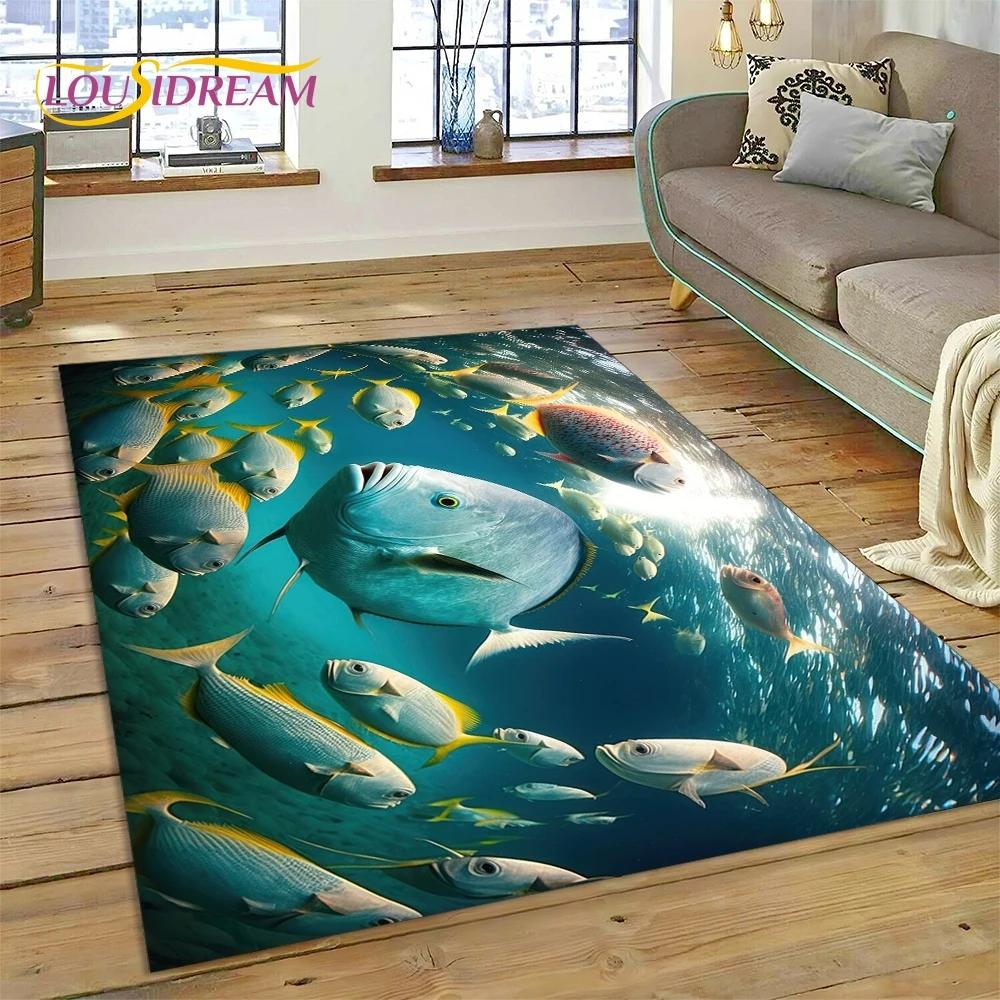 3D подводный мир, морское дно, Дельфин, мультяшный ковер, ковер для гостиной, спальни, домашний декор, нескользящее украшение для дивана, подарок ребенку