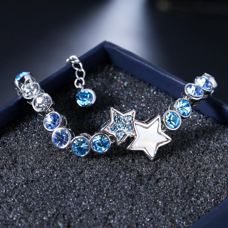 EMMAYA Light blue Crystal Round chain Bracelets Bangles For Women Fashion Design Cheap Women Jewelry