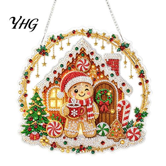 Acrylic Rhinestone Painting Set Christmas Suncatcher Kit, DIY Faux Pearl Art Ornament Craft Crafts for Adults Beginner, Xmas Handmade Ornaments
