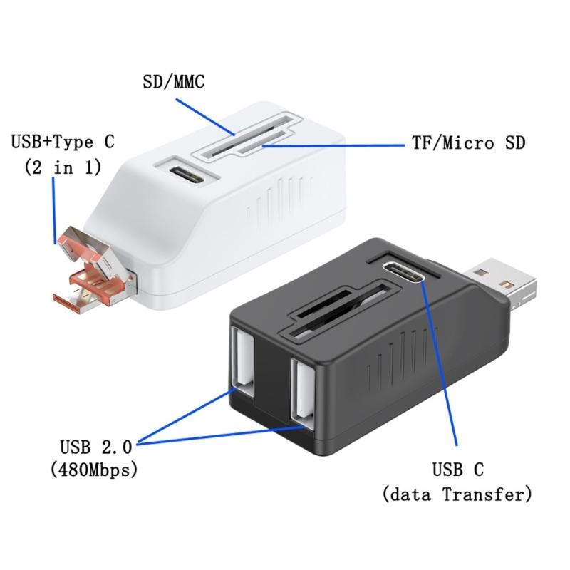 5-портовый USB3.0/USB2.0 + Type C Кардридер USB3.0 USB2.0 Карта 5-в-1 Адаптер для телефона, камеры, карты памяти для ноутбука, ПК