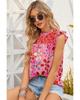 Floral Print Tank Top with Embroidered Detail and Ruffle Trim