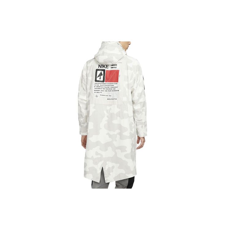 Nike Sportswear Camouflage Print Mid-Length Hooded Windbreaker Jacket Men Outerwear White CK2537-072