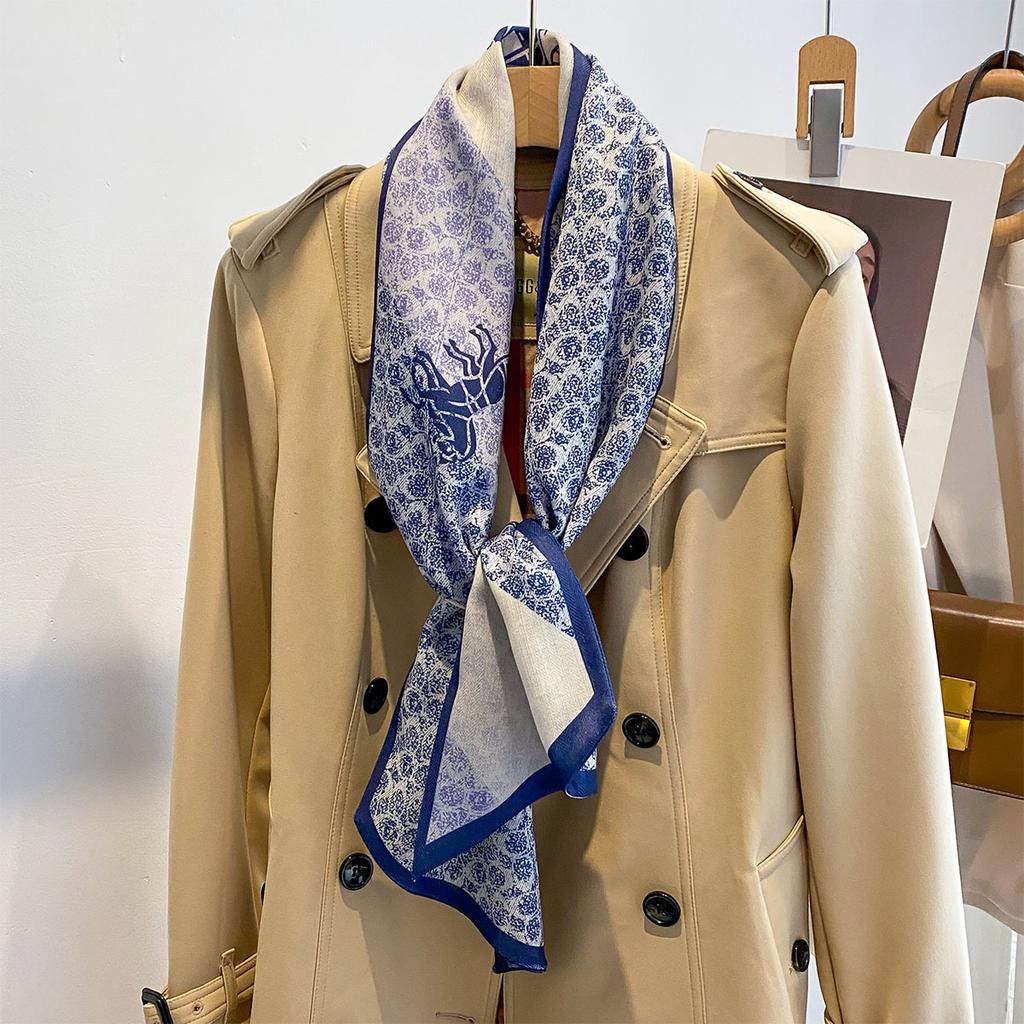 Geometric Scarf Fashion Versatile Professional Scarf Double-layer Strip Scarf Spring Summer and Autumn New Multi-functional Women