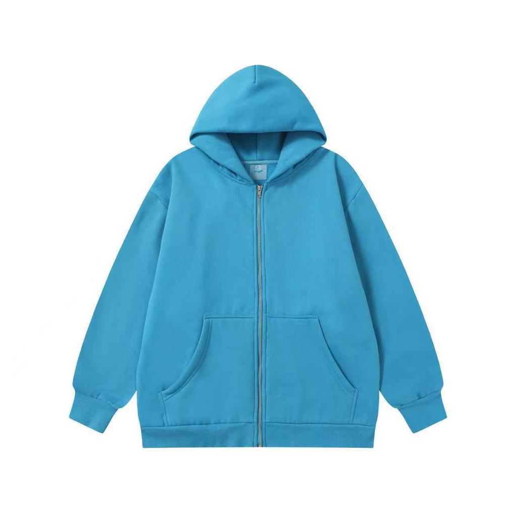 SKYLRK 2025SS Solid Color Distressed Fleece-Lined Hooded Cardigan - Bieber Style