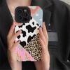 Creative Leopard Cow Silicone Leather Case For iPhone 15 14 13 Pro Max 11 12 Mini SE 7 8 Plus X XR XS MAX Soft Shockproof Cover