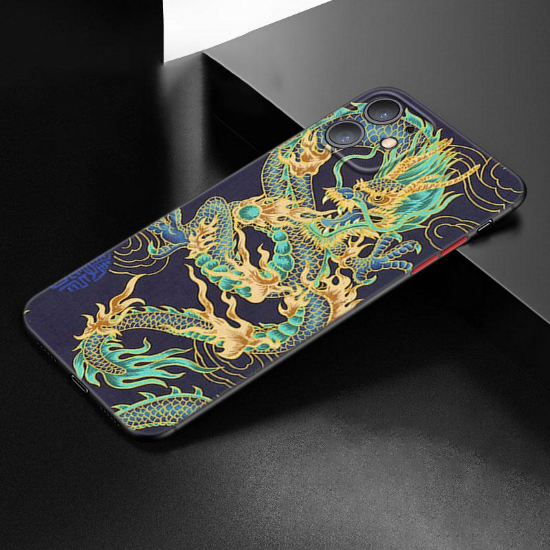 Japanese Wave Anime Dragon Phone Case For Apple iPhone 12 13 Mini 11 Pro Max XR X XS MAX 8 7 6S 6 Plus SE 5S 5 2020 Black Cover
