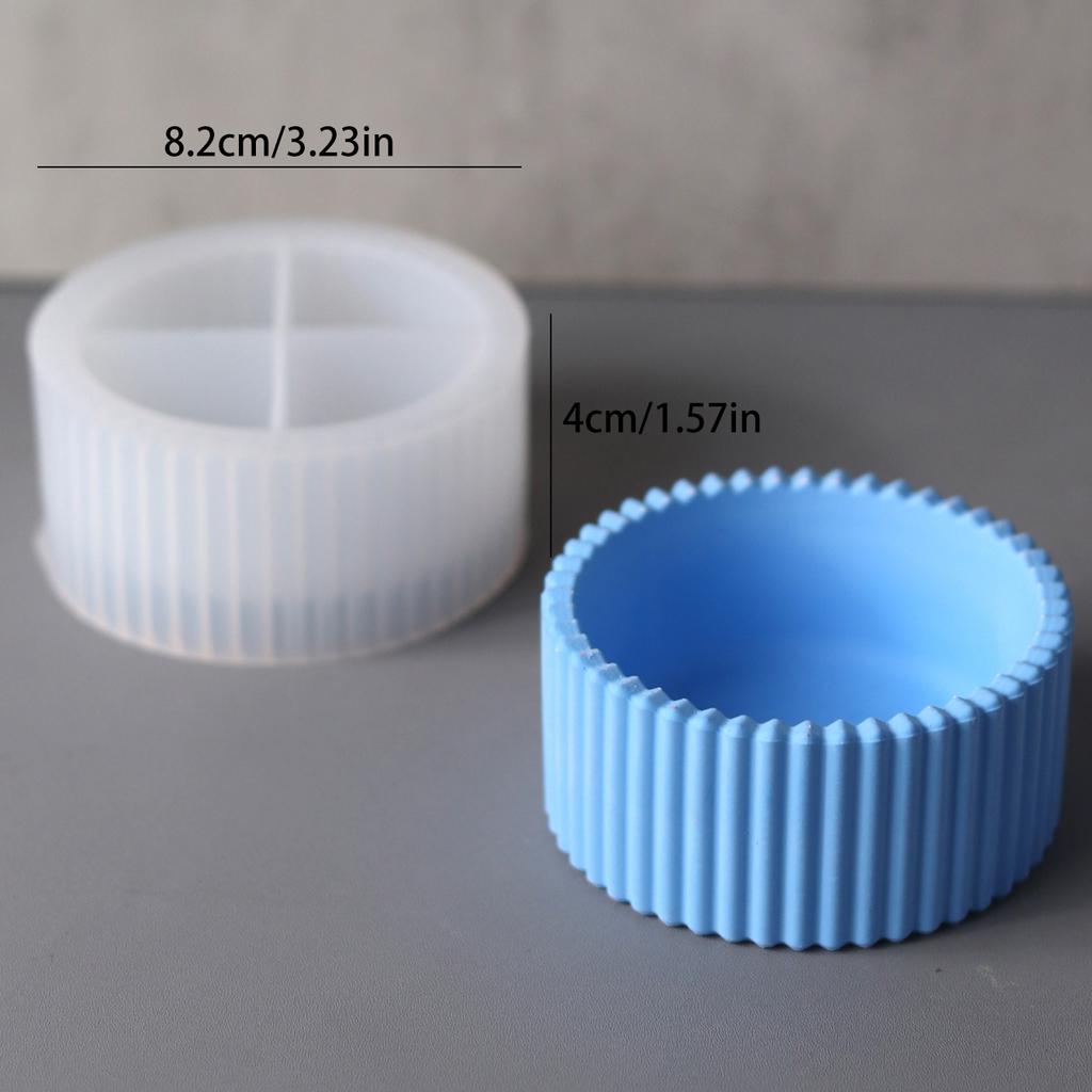 Round Candle Jar Silicone Mold Striped Plaster Epoxy Resin Flower Pot DIY Making Jewelry Storage Jar Home Decoration Art Jewelry