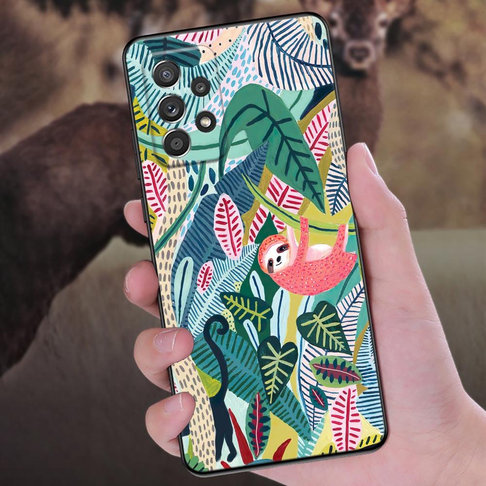 Иллюстрация джунглей Змея Кошки Ленивец Чехол для телефона для Samsung Galaxy A57 A56 A37 A55 A36 A26 A54 A52 A35 A34 A25 A17 A16 A07 Чехол