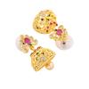 Gorgeous Women's Jhumki Earrings with Estele Gold Plated Zirconia and Pearls