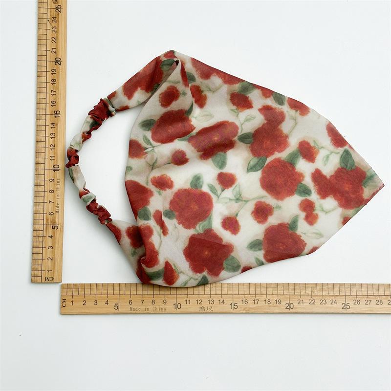 Элегантный принт Цветочный треугольный платок повязка на голову модный шифоновый тюрбан повязка на голову бандана для девочек и женщин аксессуары для волос