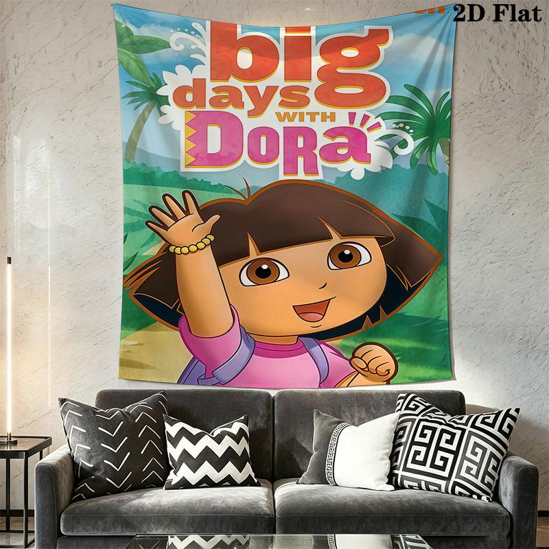 Dora the Explorer D Wall Hanging Printed Fabric Blanket Decorative Tapestries for Bedroom Living Room Home Decor