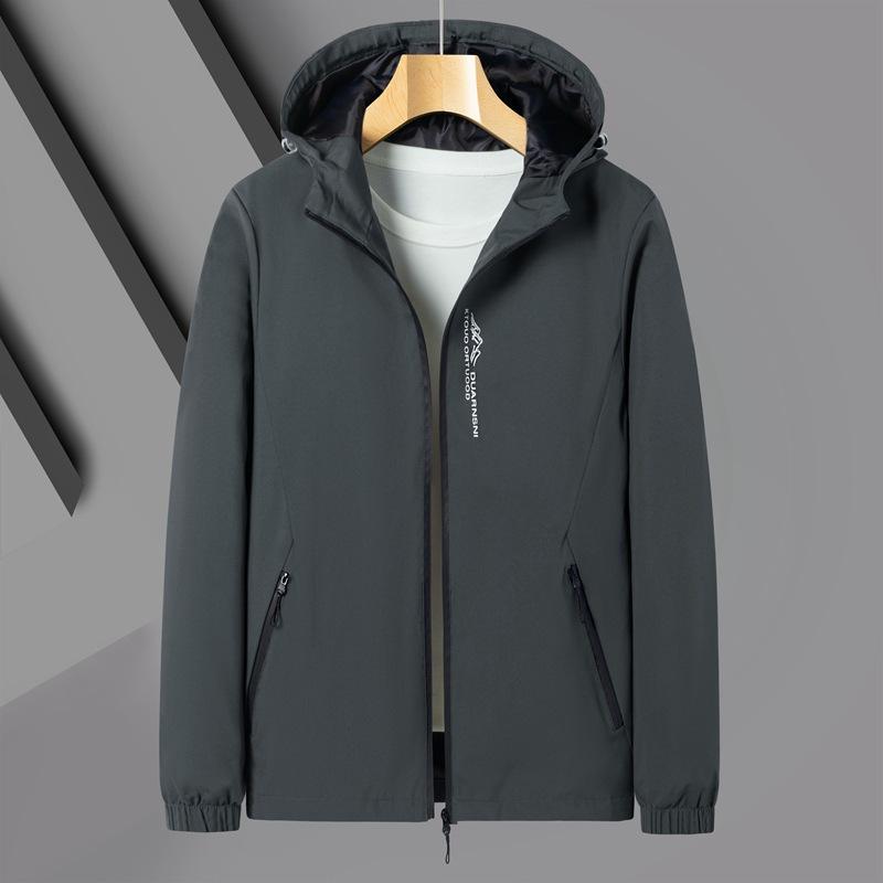 Men's Jacket Simple Versatile Hooded Spring and Autumn Versatile Youth Outer Gown Jacket