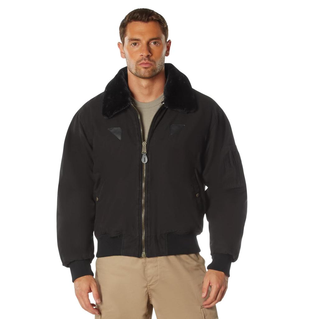 ROTHCO VINTAGE BOMBER JACKET Vintage Flight Size Black B-15A Jacket, M,
