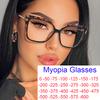 Stylish Optics Minus Myopia Glasses Women Leopard Oversized Square Eyeglasses Frame Metal Computer Anti Blue Light Glasses 0~-6.