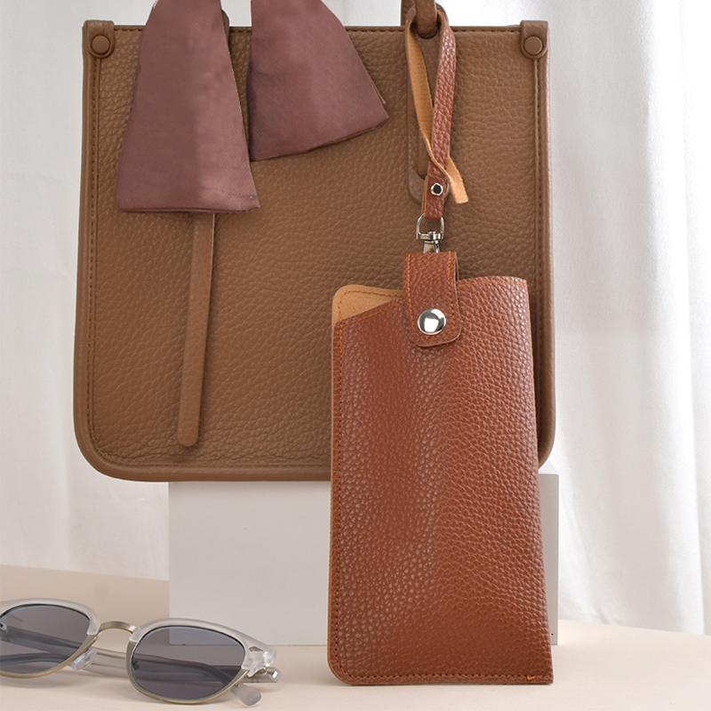 Luxury Women'S Eyeglass Case Leather Soft Holder Pocket Cases Slim Travel Pouch For Sunglasses Eyeglasses Eyewear With Lanyard