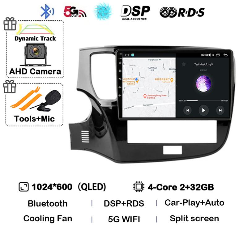 Android 14 Auto Carplay Автомобильное радио для Mitsubishi Outlander 3 III GF0W GG0W 2018 2019 2020-2022 Мультимедийный плеер Навигация GPS