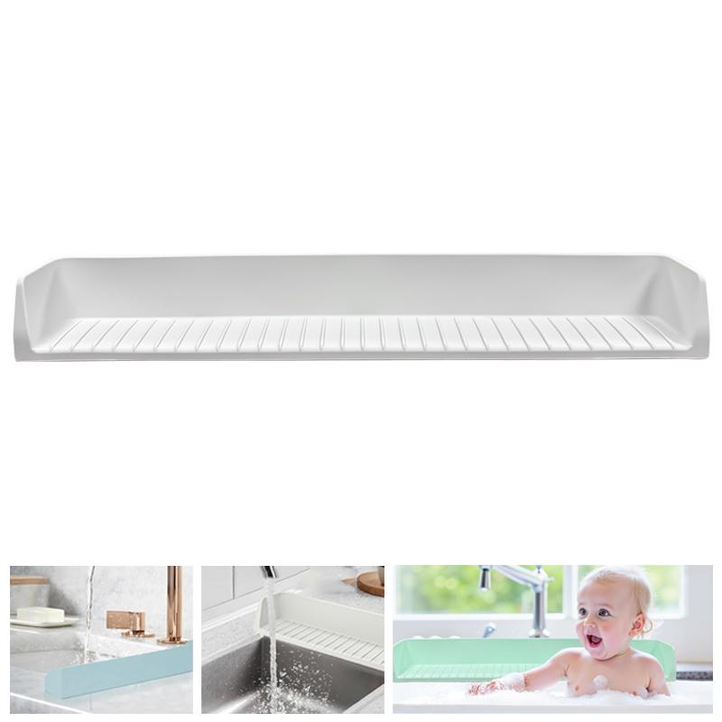 Брызговик для ванны для детей - Силиконовая полка на бортик ванны для дополнительного игрового пространства, Большой держатель-подставка для игрушек для ванной