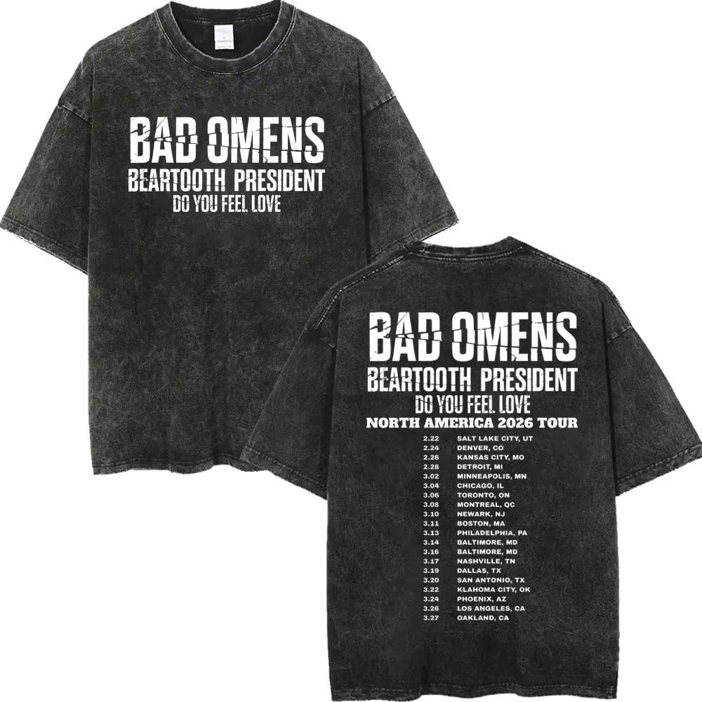 Винтажные стираные футболки рок-группы Bad Omens, готическая мода, футболки с коротким рукавом для мужчин и женщин, повседневные свободные хлопковые футболки, стритвир