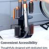 No Drill Curling Iron Storage Holder Non-slip Space Saving Hair Dryer Stand Wall Mounted/Desktop Hair Tool Organizer Bathroom