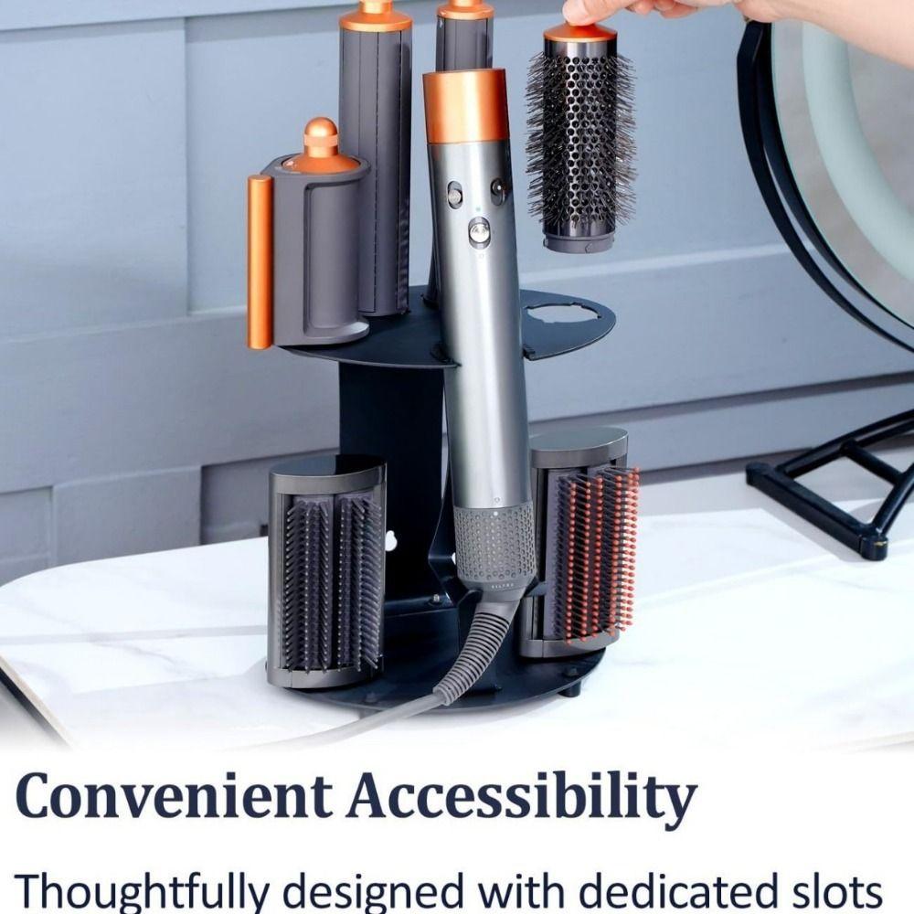 No Drill Curling Iron Storage Holder Non-slip Space Saving Hair Dryer Stand Wall Mounted/Desktop Hair Tool Organizer Bathroom