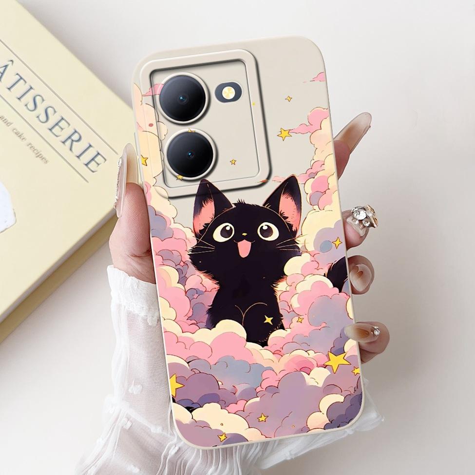 For Vivo Y36 5G V2248 Case For Vivo Y27 5G V2302 Cover Silicone Luxury Fashion Flowers Kawaii Cute Cat Funny Phone Case Bumper