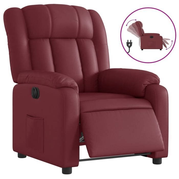 VidaXL Fauteuil Inclinable Électrique, Chaise de Relaxation avec Dossier, Siège avec Accoudoirs Salon, Moderne, Rouge 3205254